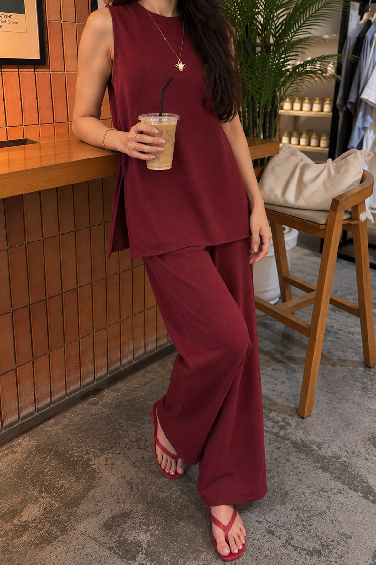 It Girl Burgundy Set