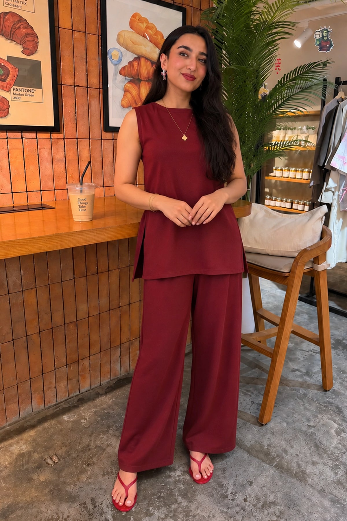 It Girl Burgundy Set